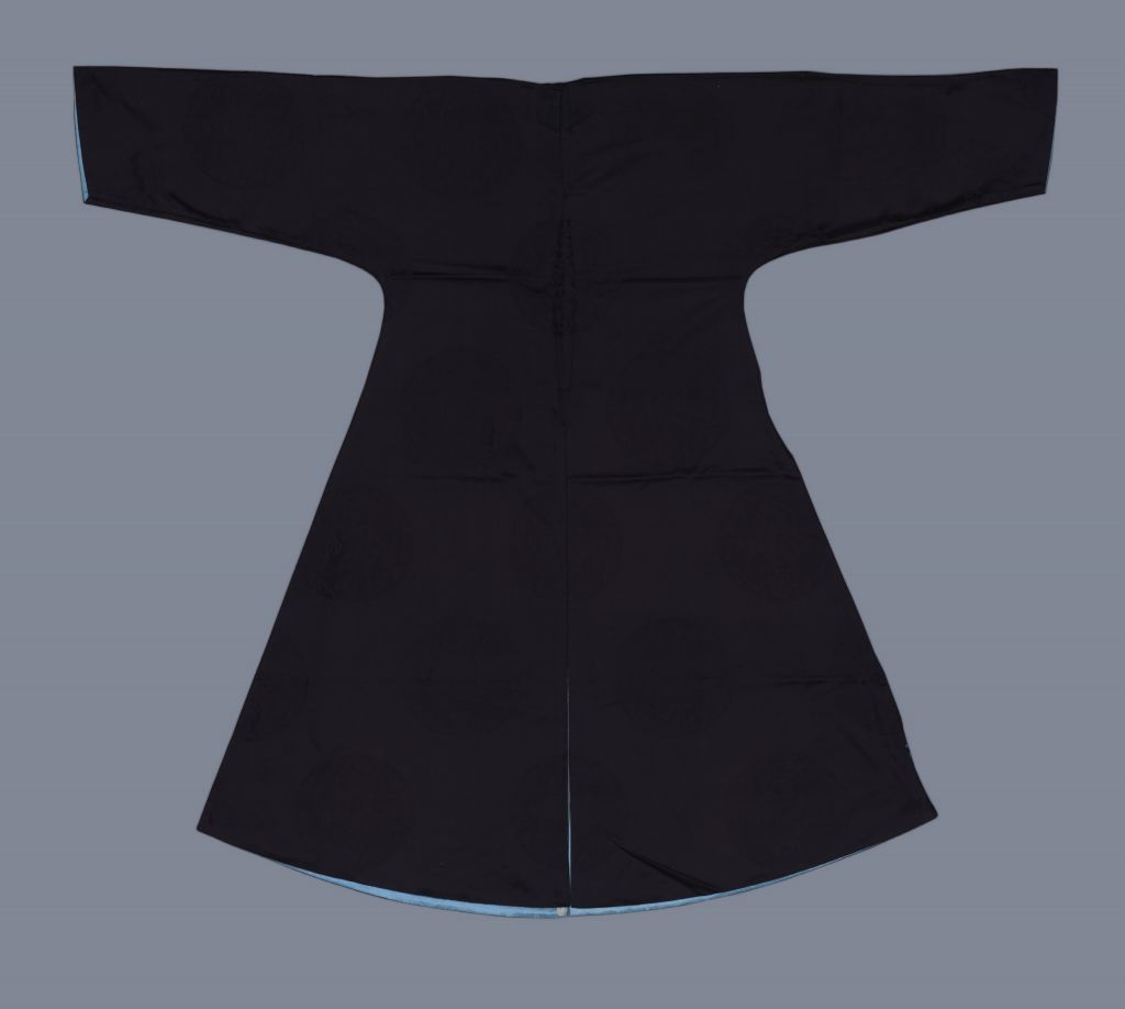 图片[2]-Stone Blue Dark Flower Satin Regular Dress Robe-China Archive